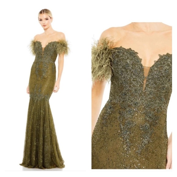 Mac Duggal 20246 NWT FEATHERED CRYSTAL EMBELLISHED SLEEVELESS GOWN - Picture 1 of 9